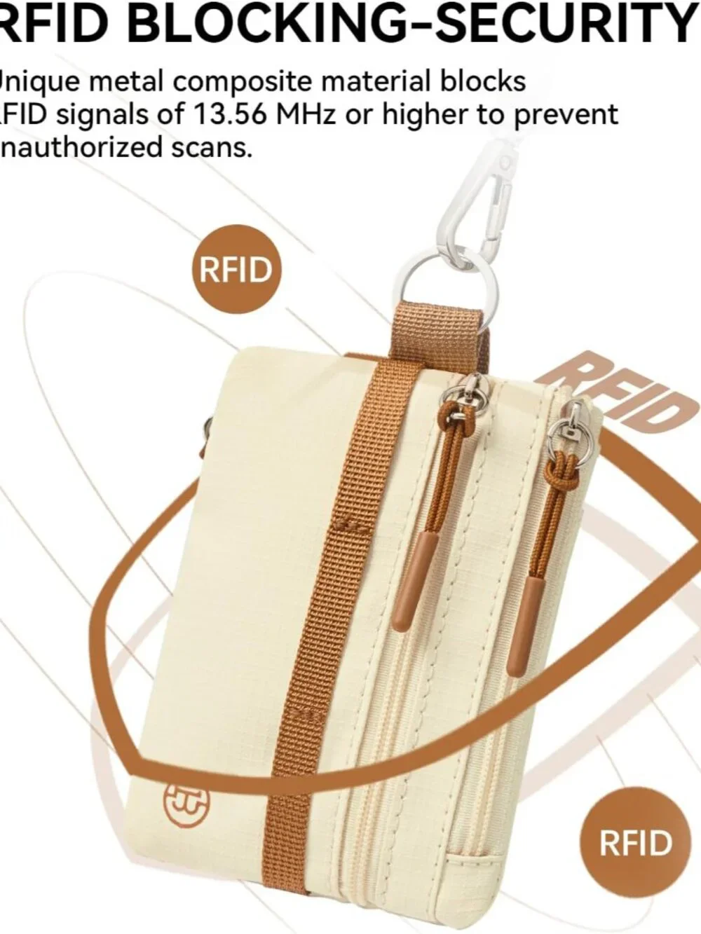 Small Wallet RFID, Minimalist Zip ID Case Wallet with Lanyard Keychain, Water Re - Picture 5 of 7